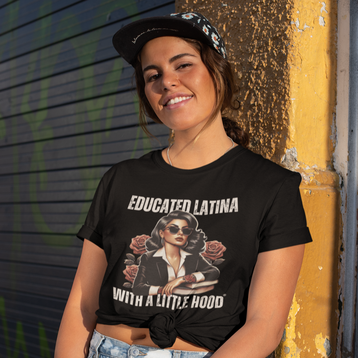 Educated Latina with a Little Hood® unisex t-shirt with Latina power design