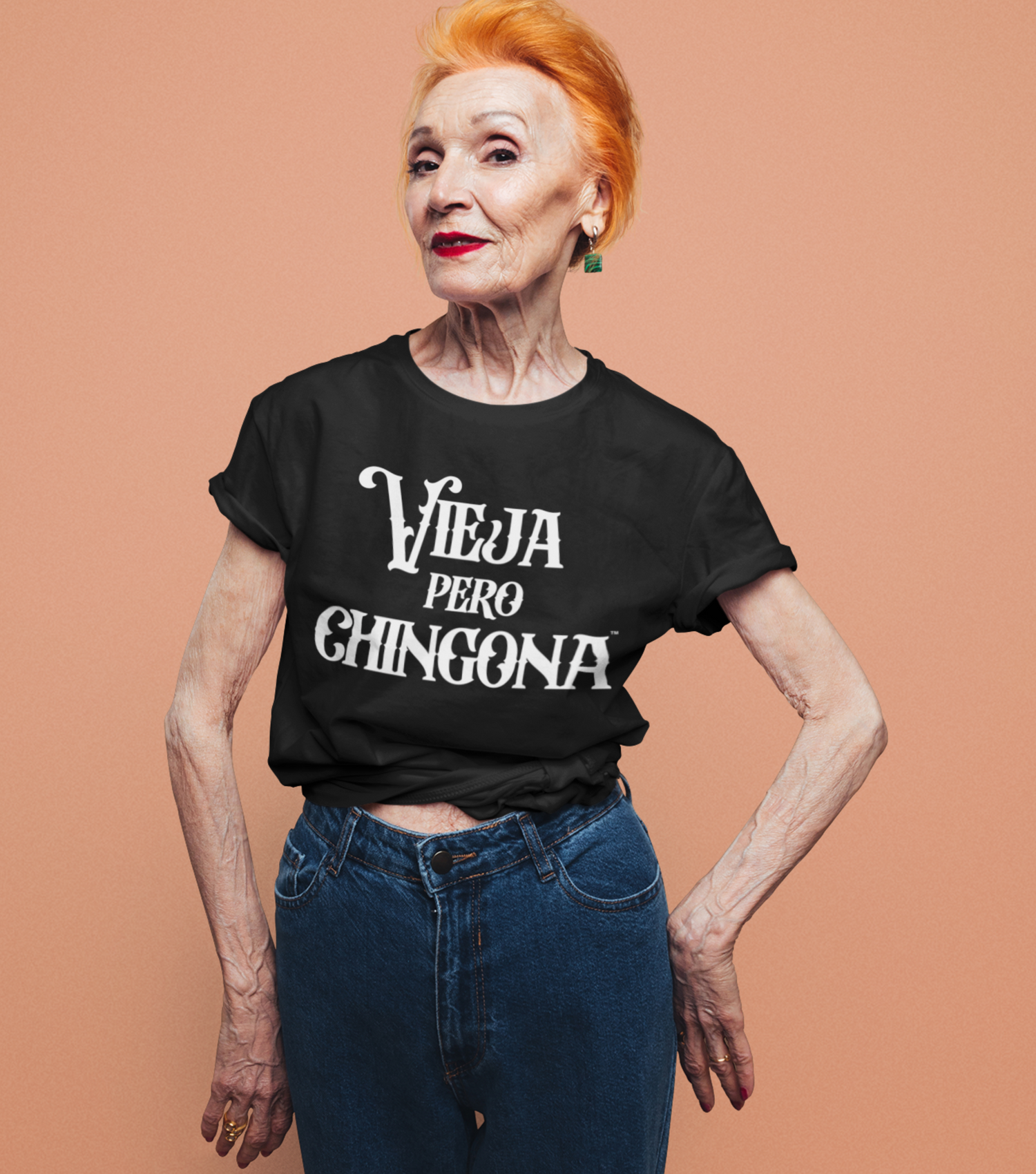 Vieja Pero Chingona collection t-shirts, hoodies, and caps celebrating older women and Latinas, empowering matriarchs with pride and strength