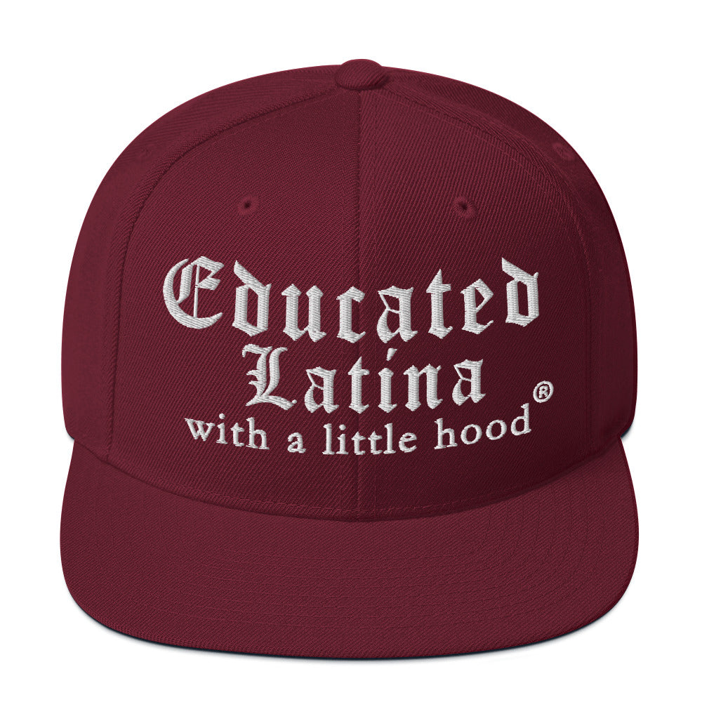 Educated Latina with a Little Hood barrio humor snapback hat