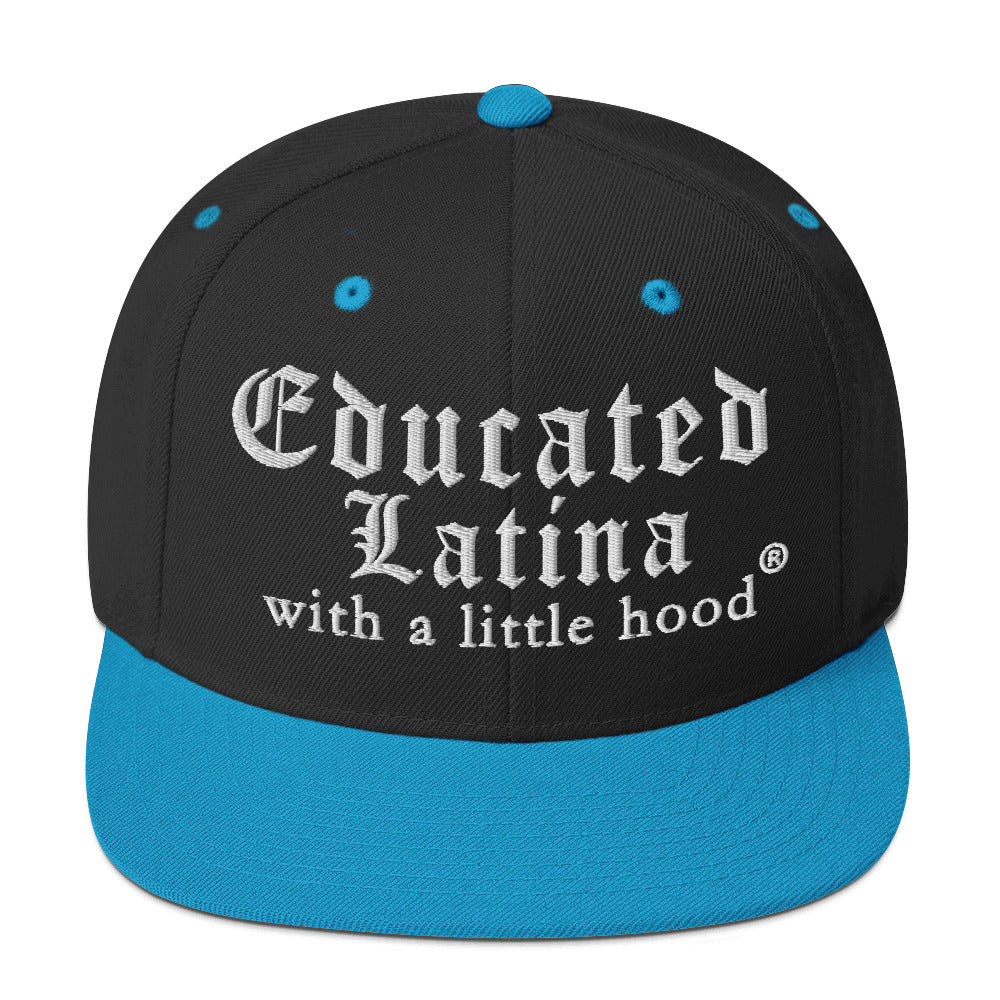 Educated Latina snapback hat with hood humor and empowered Latina resilience