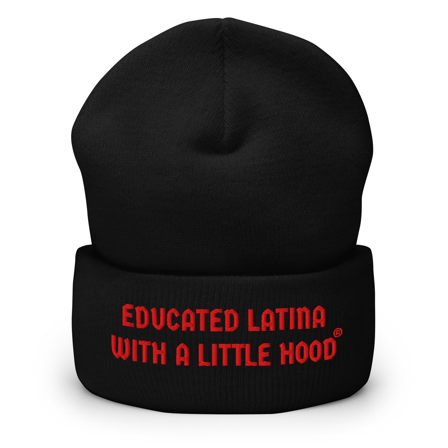 Educated Latina with a Little Hood beanie - Latina-owned brand, barrio pride