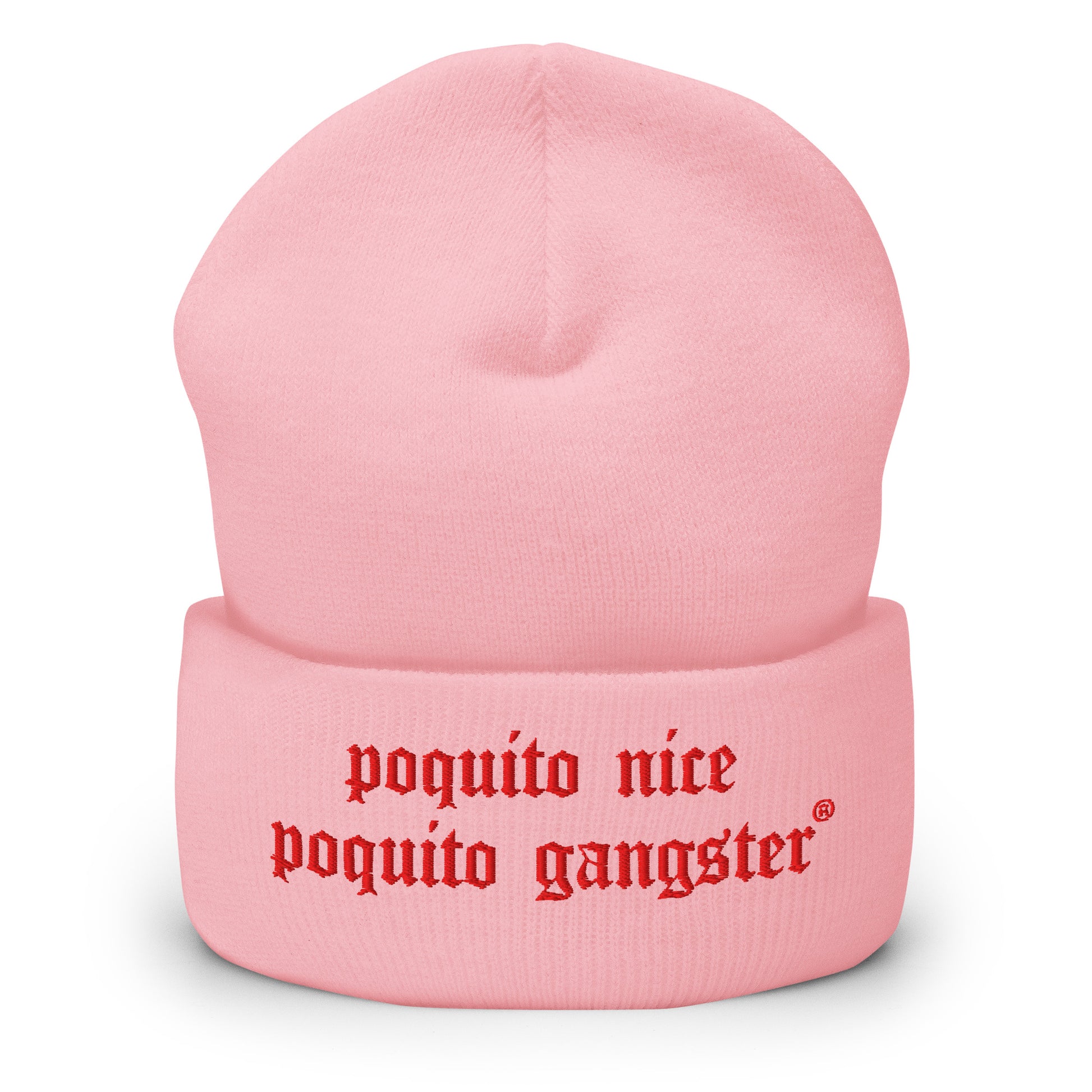 Poquito Nice Poquito Gangster Latina beanie with hood humor