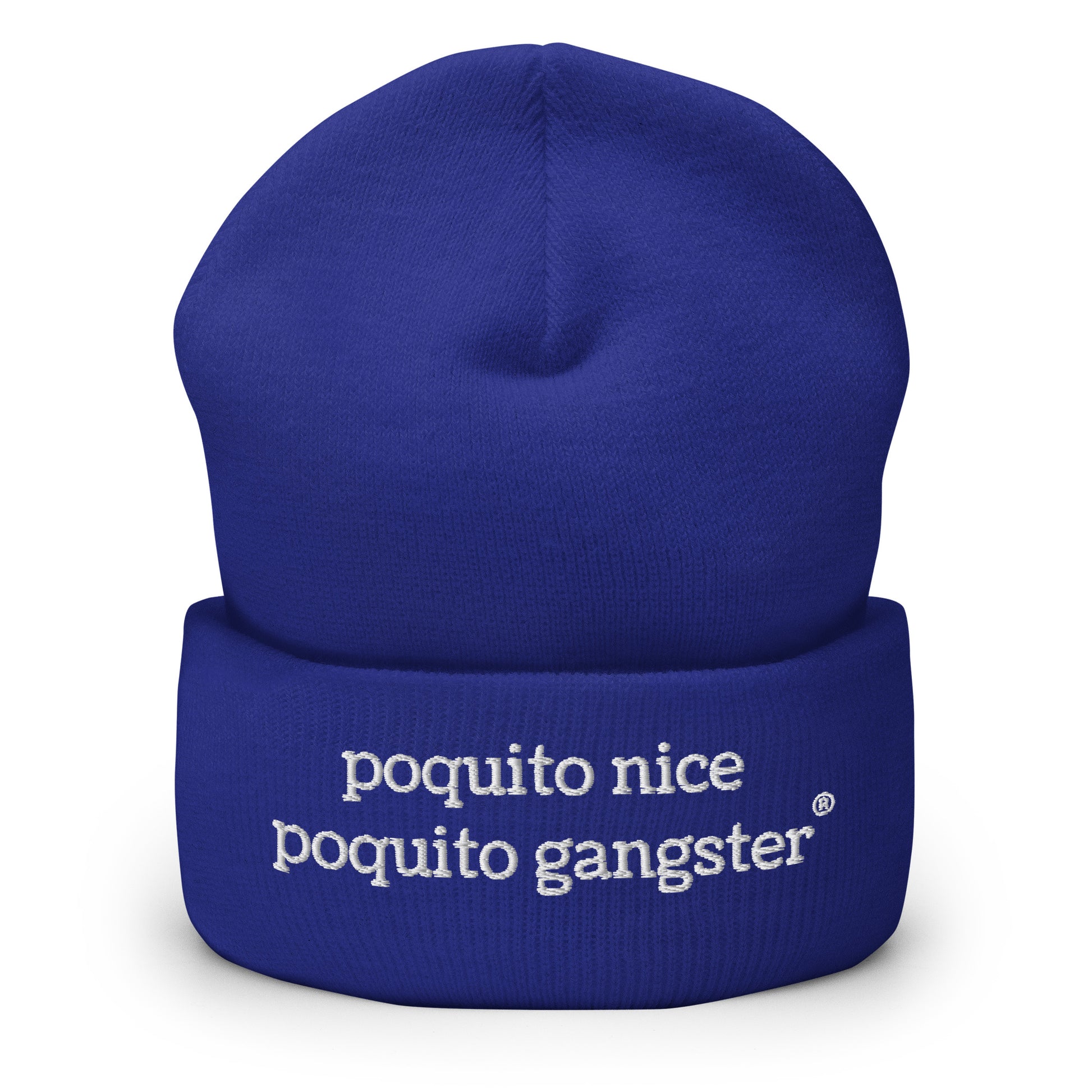 Blue Poquito Nice Poquito Gangster beanie, street style latino humor apparel