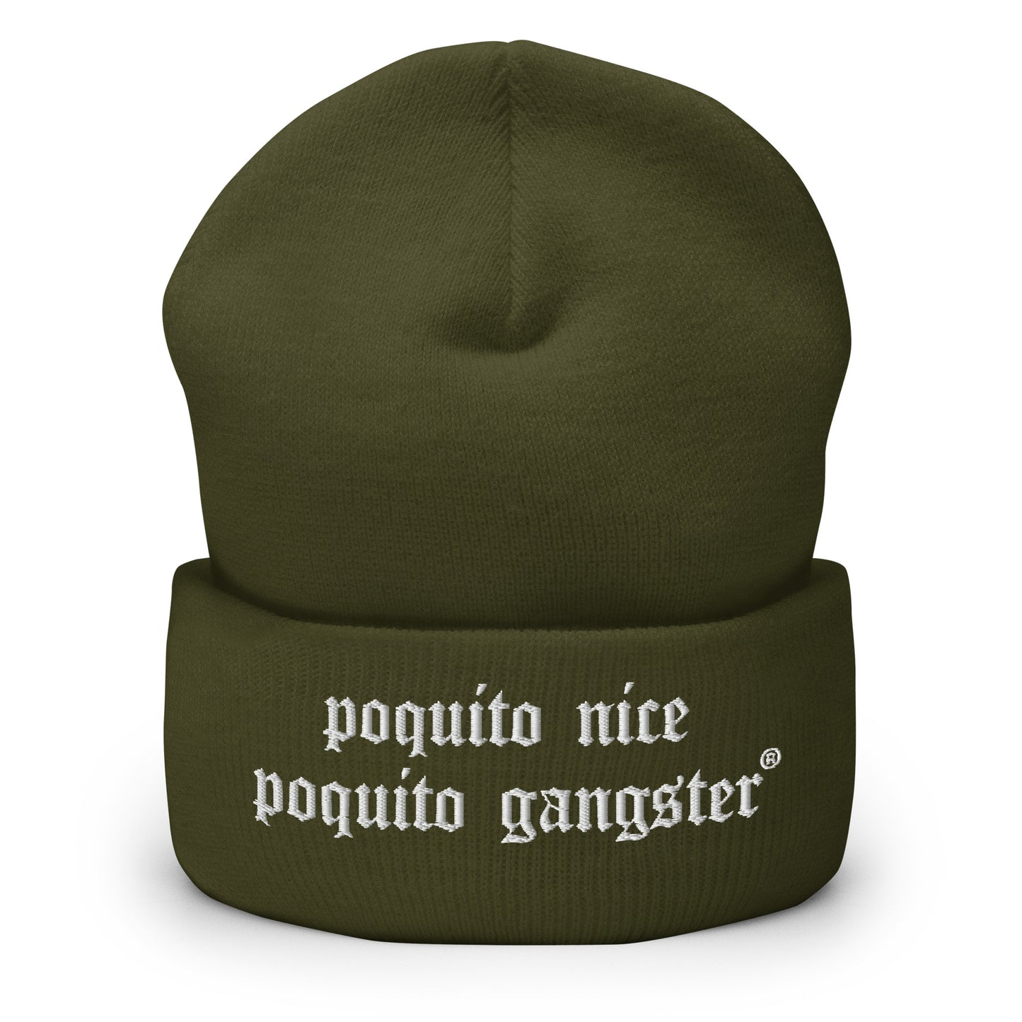 Olive Green Poquito Nice Poquito Gangster Old English Latino humor beanie