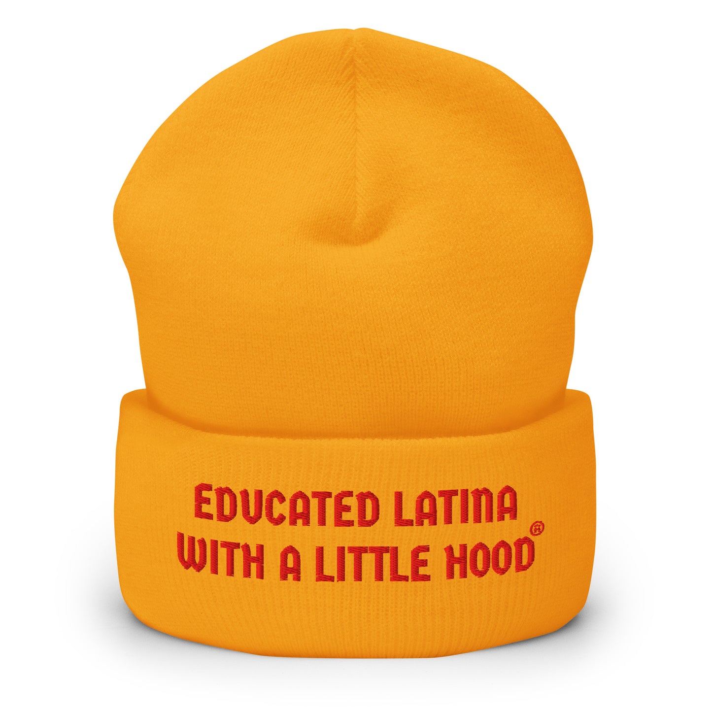 Strong and bold - Educated Latina with a Little Hood beanie, street-smart mujer vibes