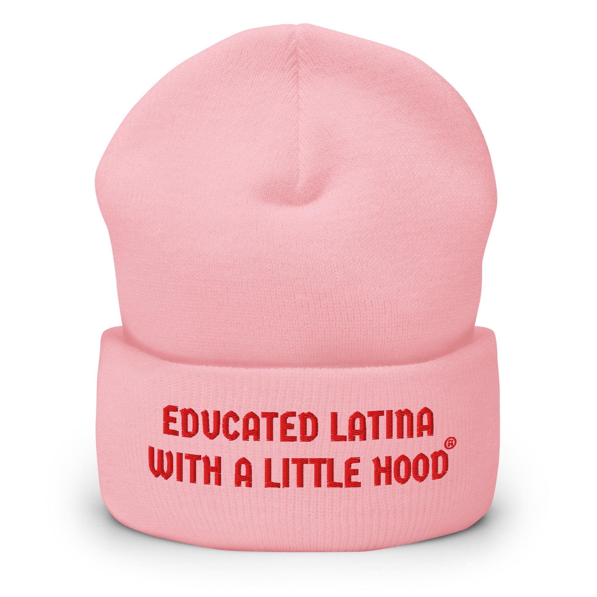 Educated Latina with a Little Hood beanie from Latina-owned brand 